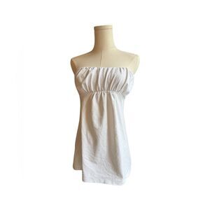 Susana Monaco white babydoll strapless empire waist bubble flare tunic top M
